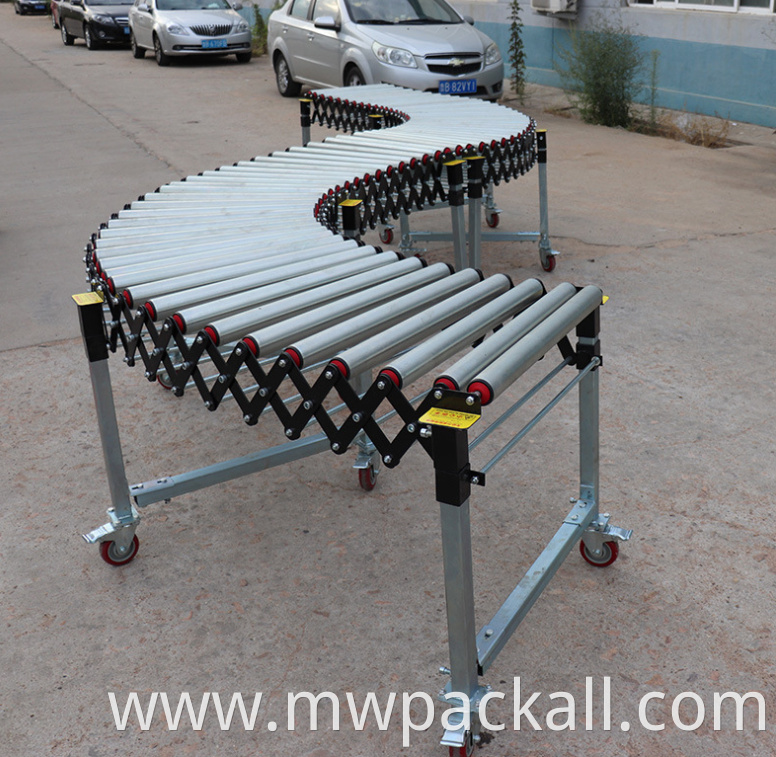 Good price electric power retractable flexible expandable roller conveyor for sale